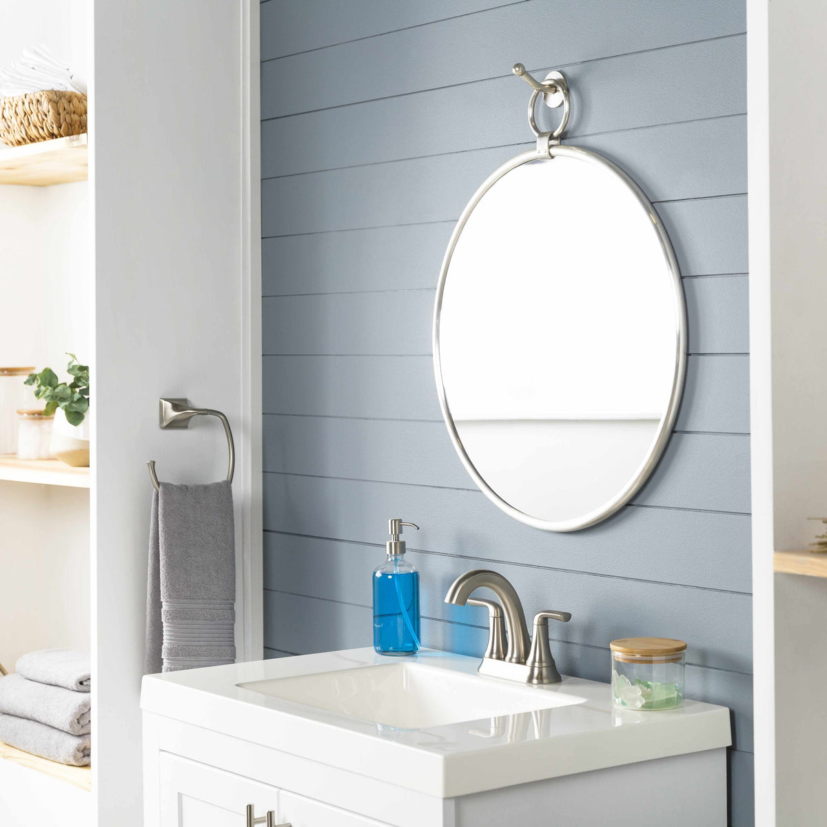 Plougasnou Silver Gray Brass Contemporary Wall Mirror
