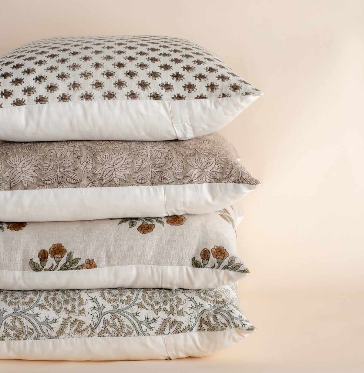 Claire Bespoke Floral Pillow Cover In Mustard Cotton