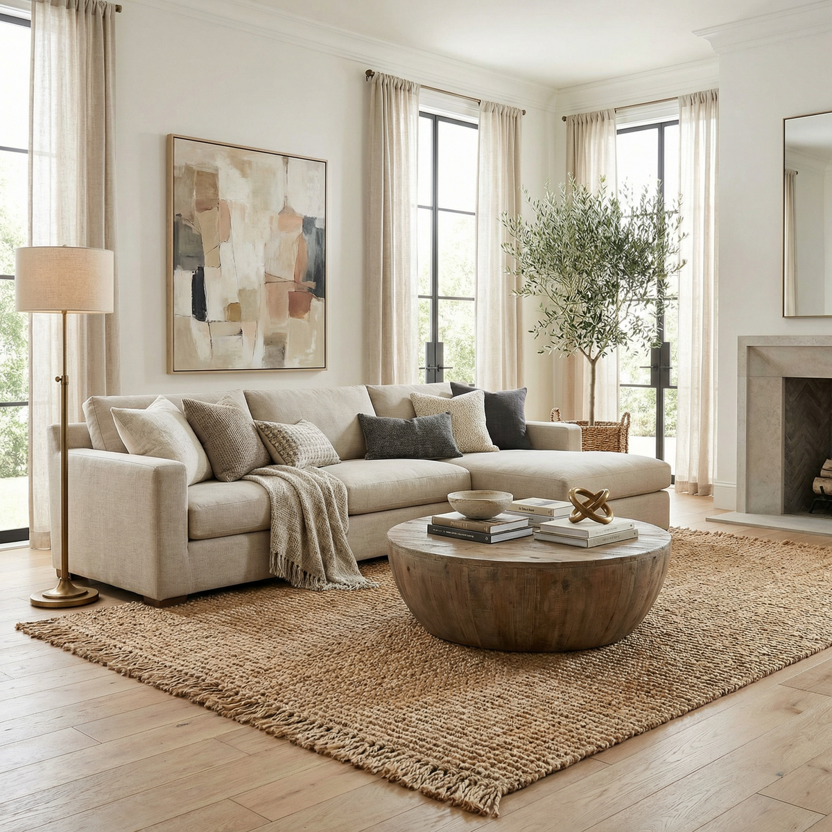 Senneterre Hand Woven Natural Jute Rug With Thick Tassel Ends