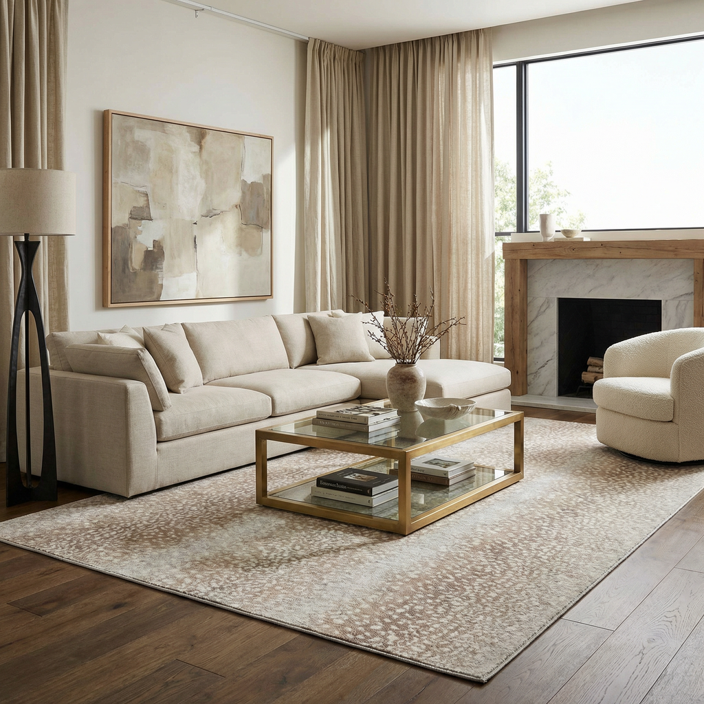 Pointblank Sophisticated Tan Leopard Area Rug With Texture