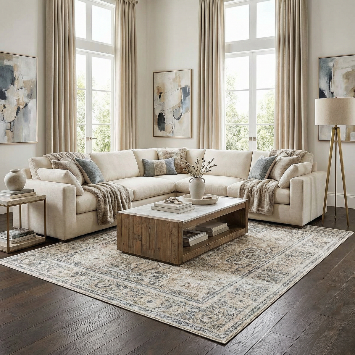 Arias Boutique Elegant Geometric Machine Washable Rug