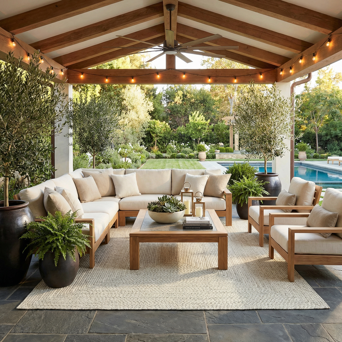 Bargo Beige Braided Faux Jute Weather Resistant Outdoor Rug