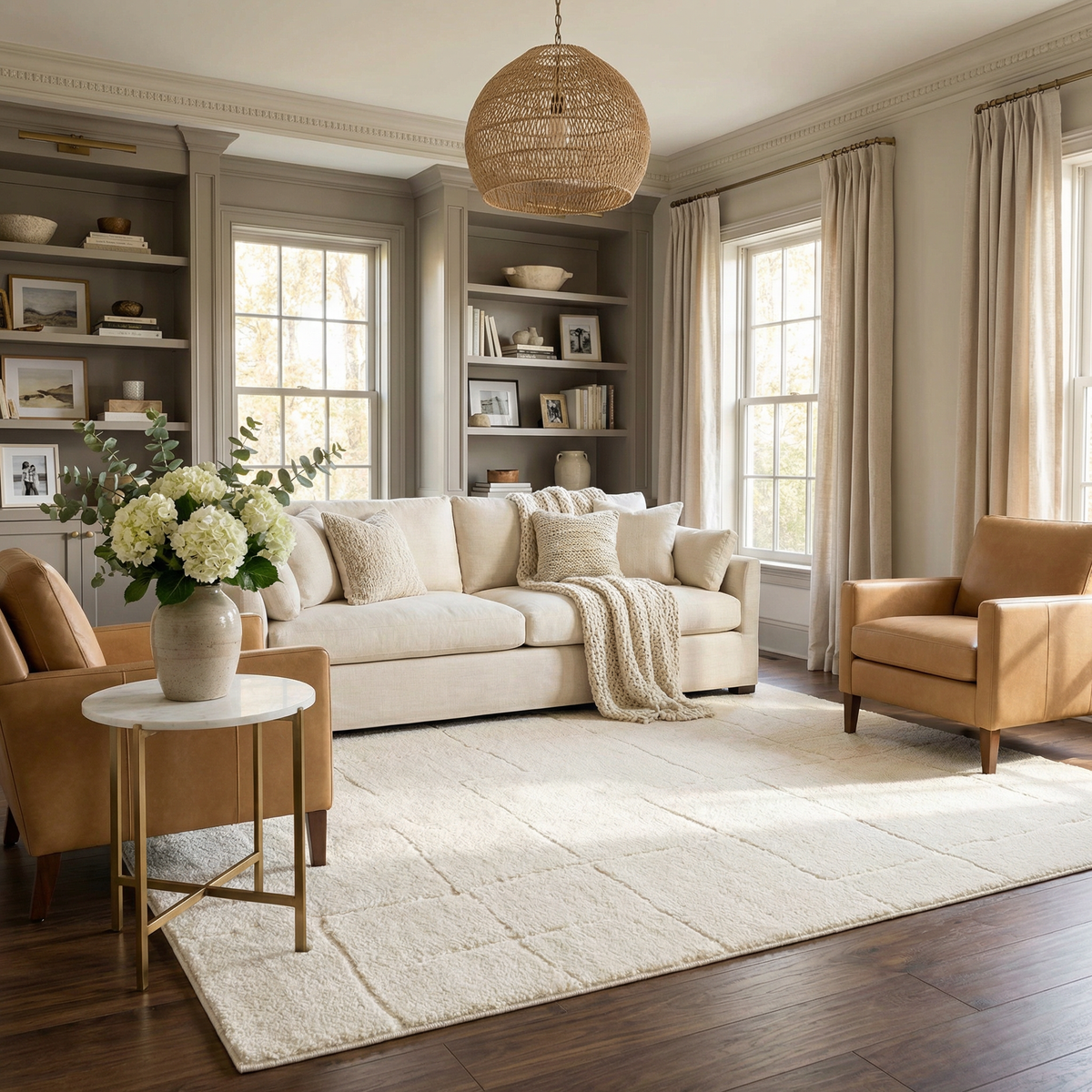 Koume Ivory High Pile Plush Area Rug For Living Room