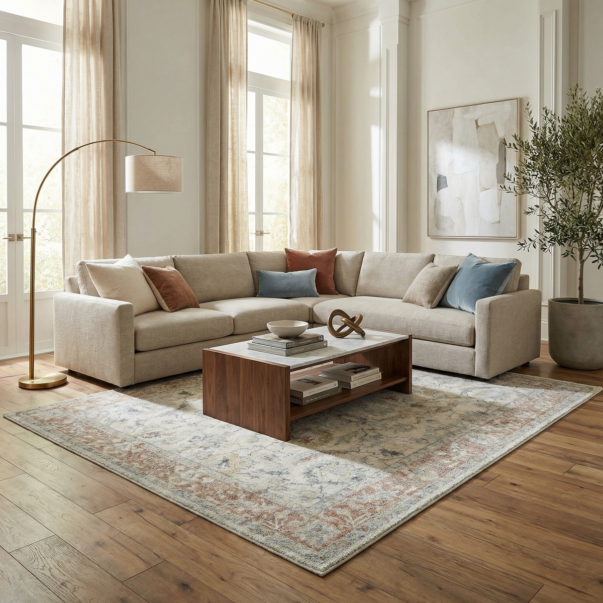 Yetta Luxe Area Rug With Thick Plush Pile In Beige