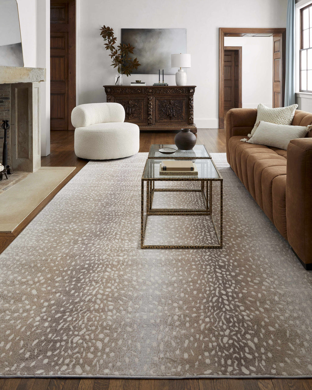 Pointblank Sophisticated Tan Leopard Area Rug With Texture