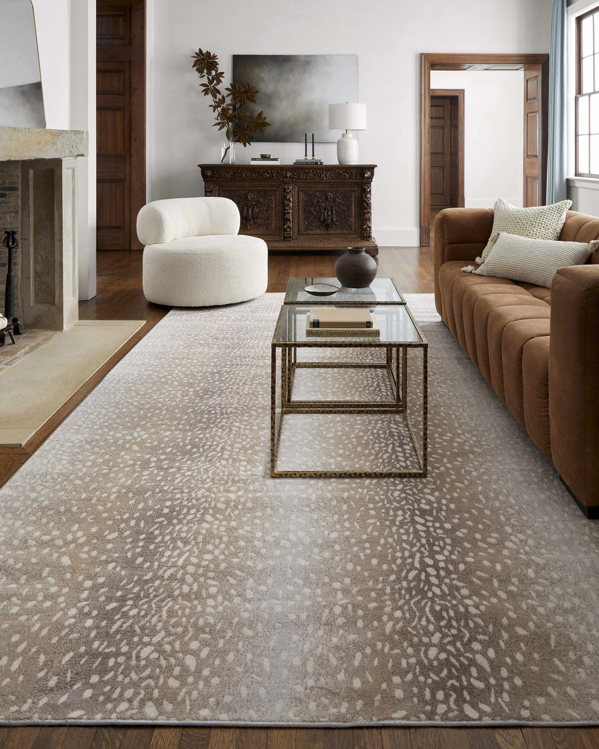 Pointblank Sophisticated Tan Leopard Area Rug With Texture