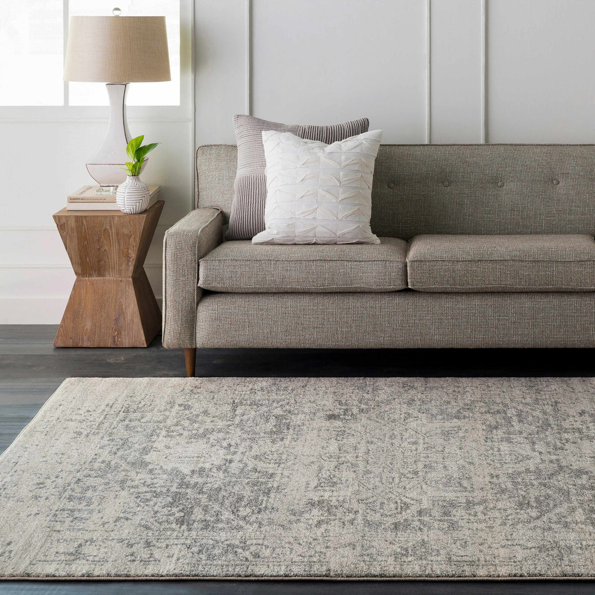 Lumina Rachel Area Rug Traditional Charcoal Gray Machine Woven