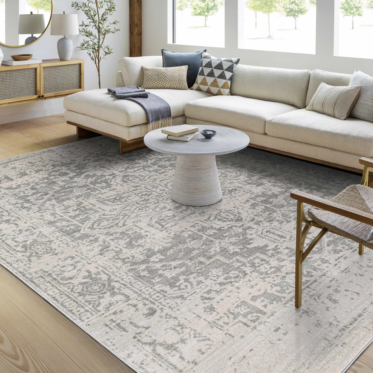 Lumina Rachel Area Rug Traditional Charcoal Gray Machine Woven