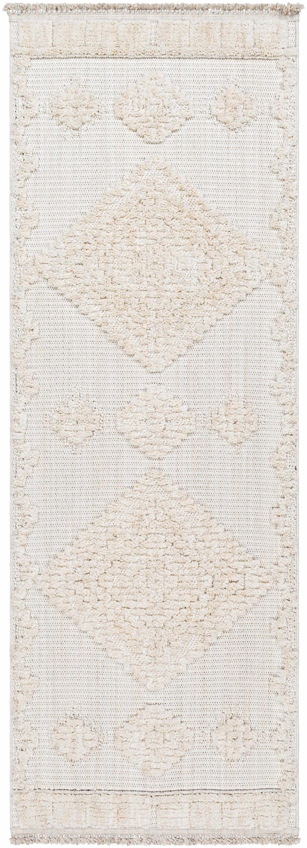 Rosales High Low Pile Elegant Soft Cream Handcrafted Rug