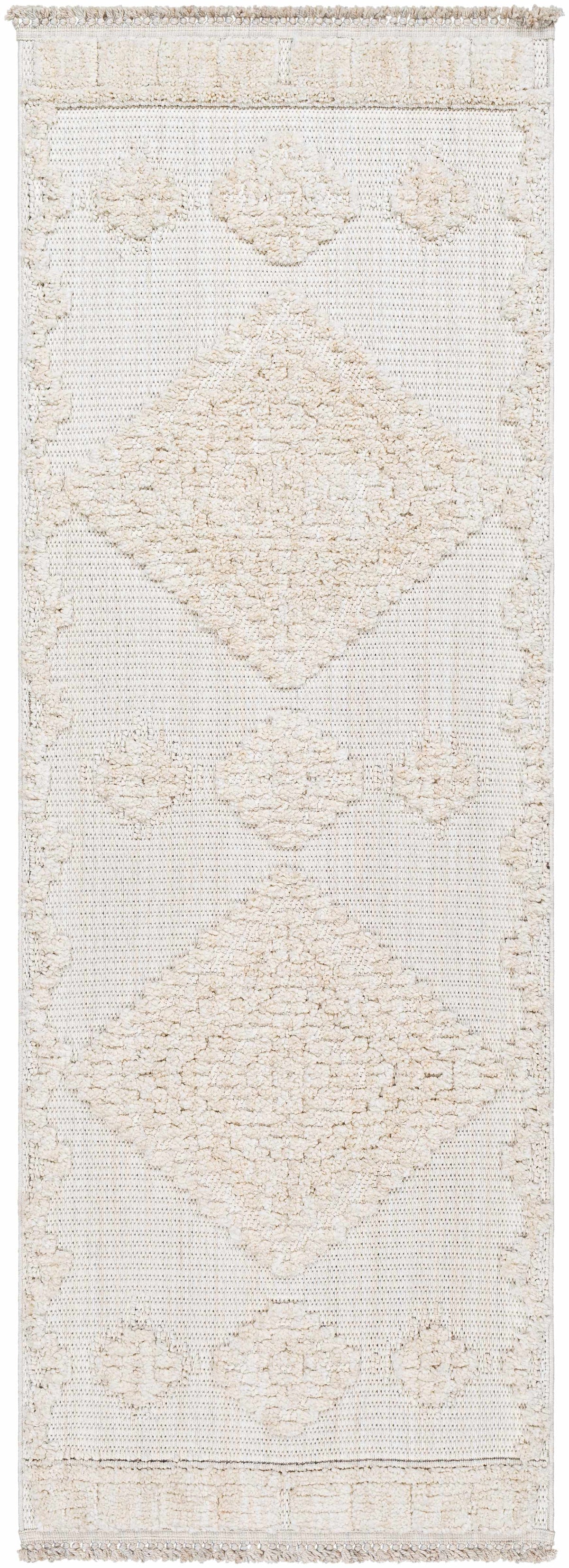 Rosales High Low Pile Elegant Soft Cream Handcrafted Rug