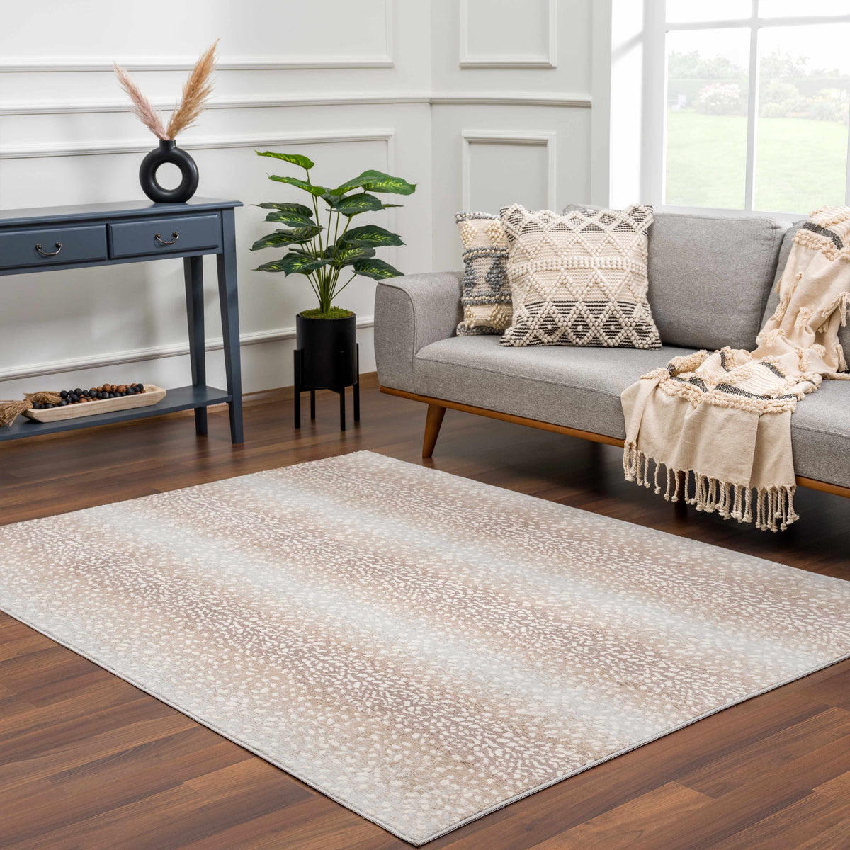 Pointblank Sophisticated Tan Leopard Area Rug With Texture