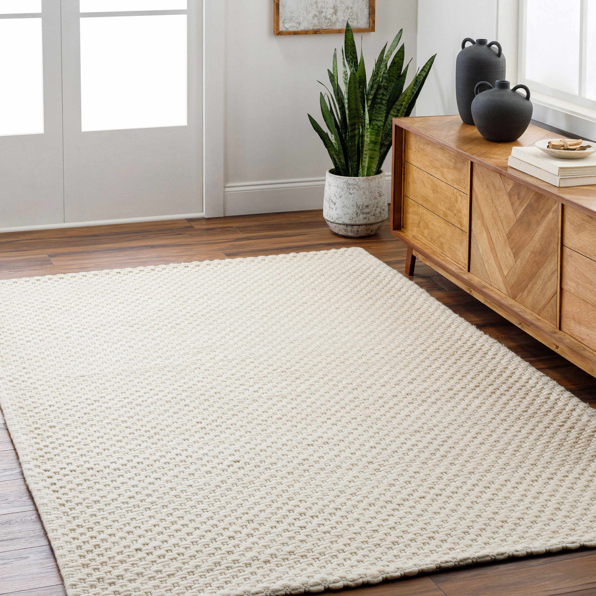 Kassa Cream Hand Woven Soft Wool Recycled Area Rug