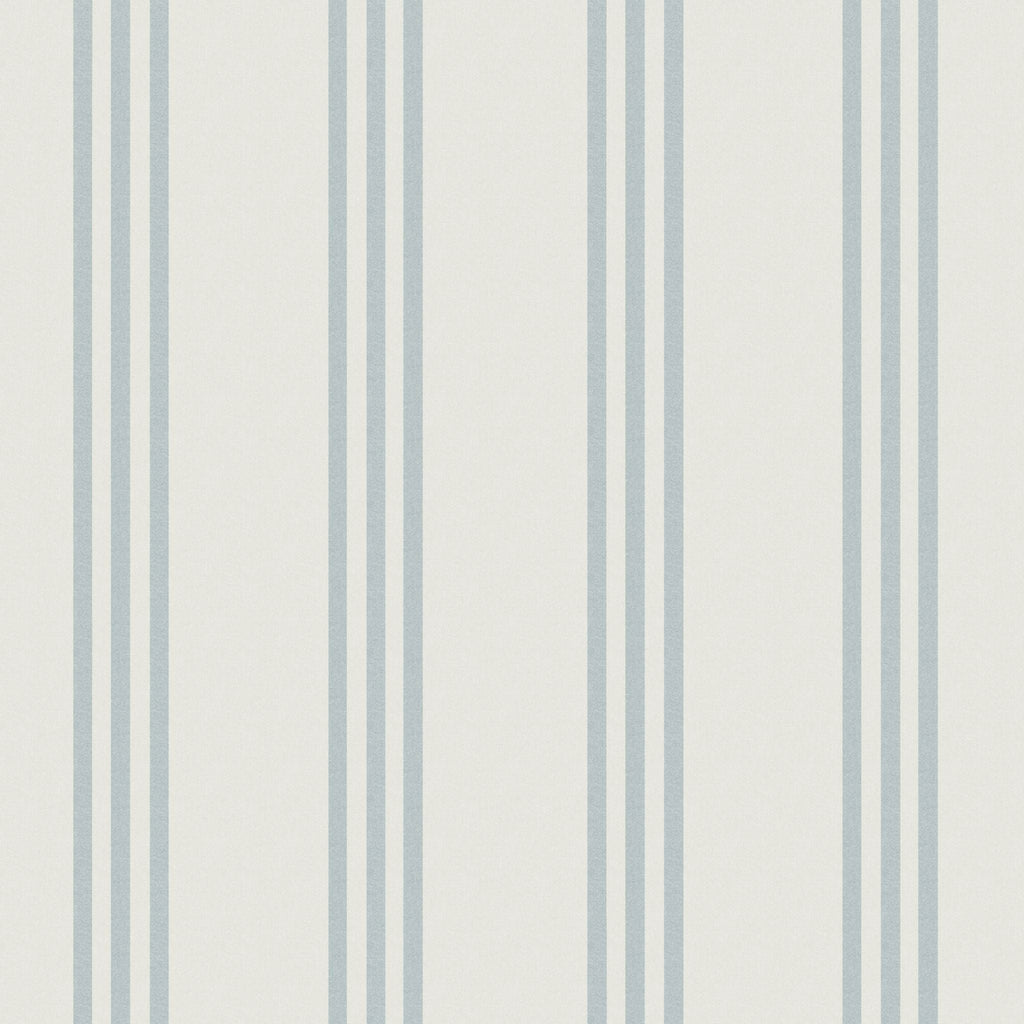 Meridian Andrew Blue Linen Texture Triple Stripe Wallpaper