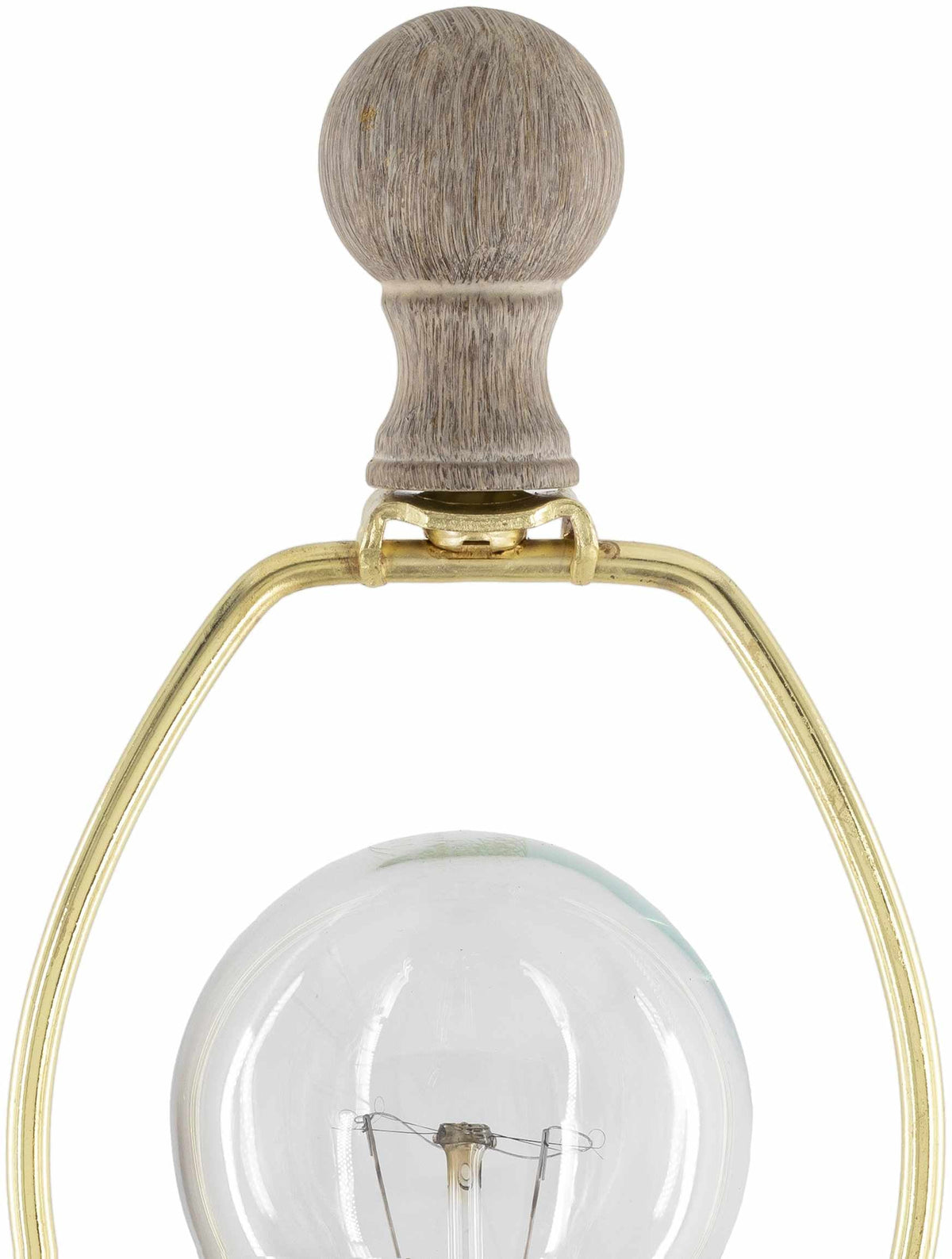 Simala Warm Gray Wood Table Lamp With Bronze Linen Shade