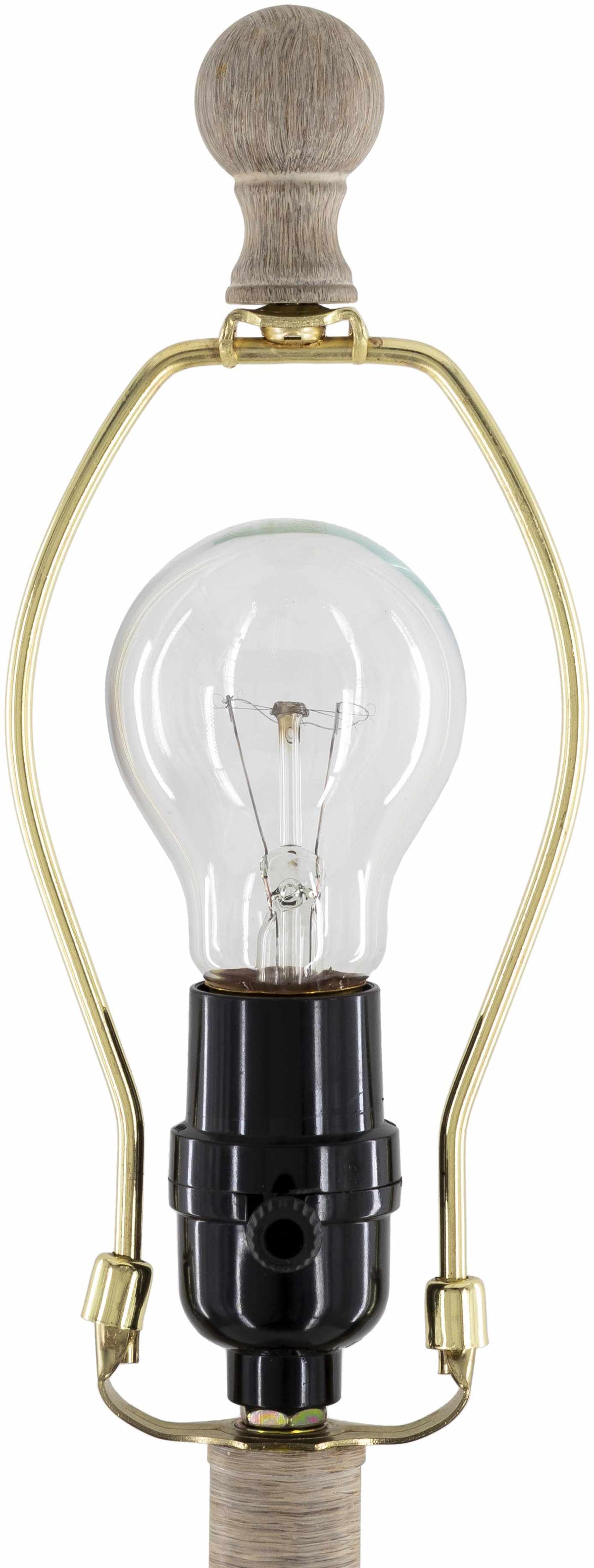 Simala Warm Gray Wood Table Lamp With Bronze Linen Shade