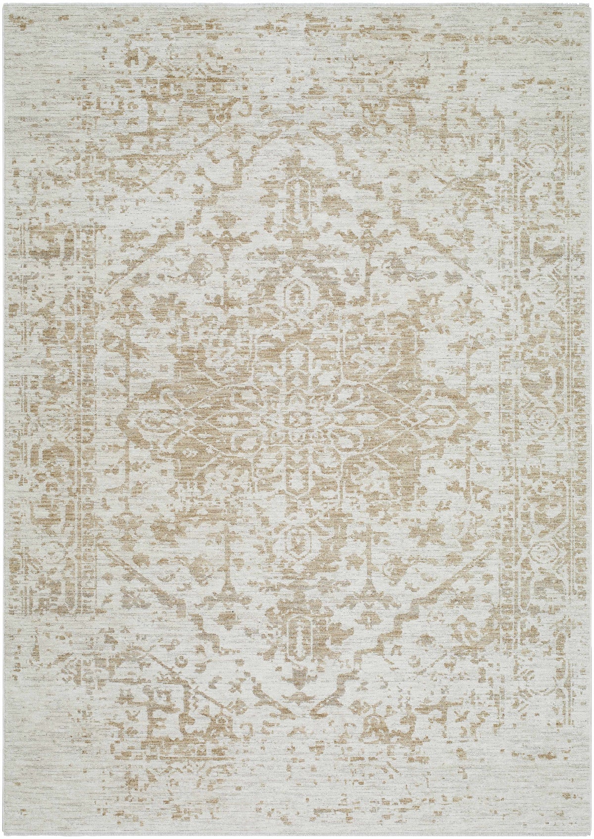Sunee Luxe Rug Soft Neutrals With Fringed Edge In Cream Taupe Ivory