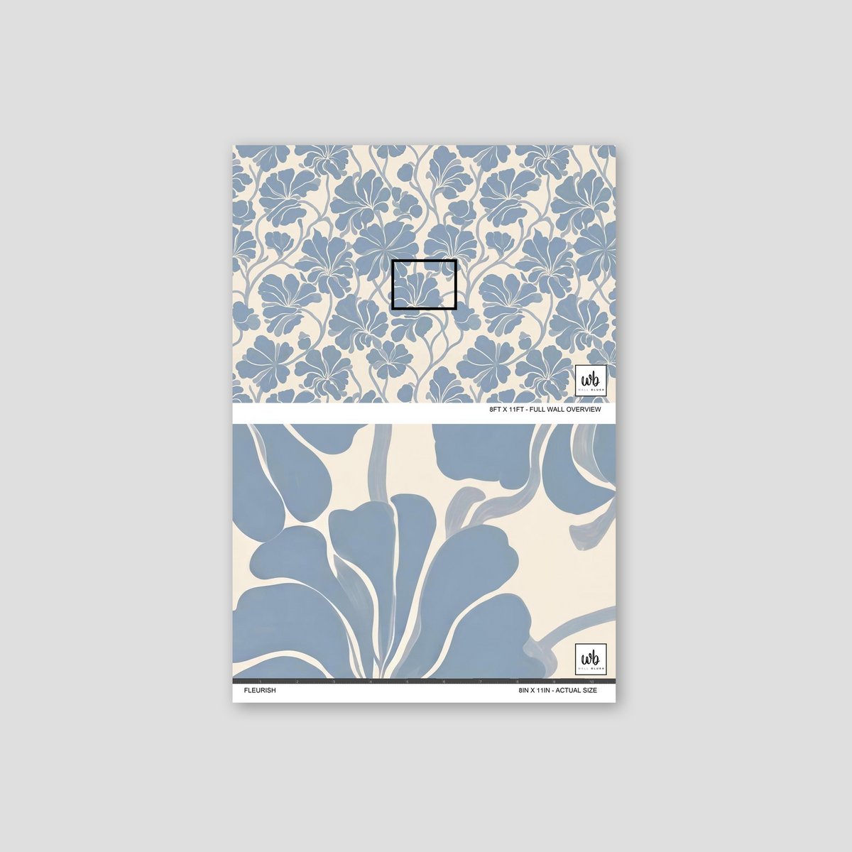 Fleurish Wall Blush Original Soft Blue Floral Wallpaper