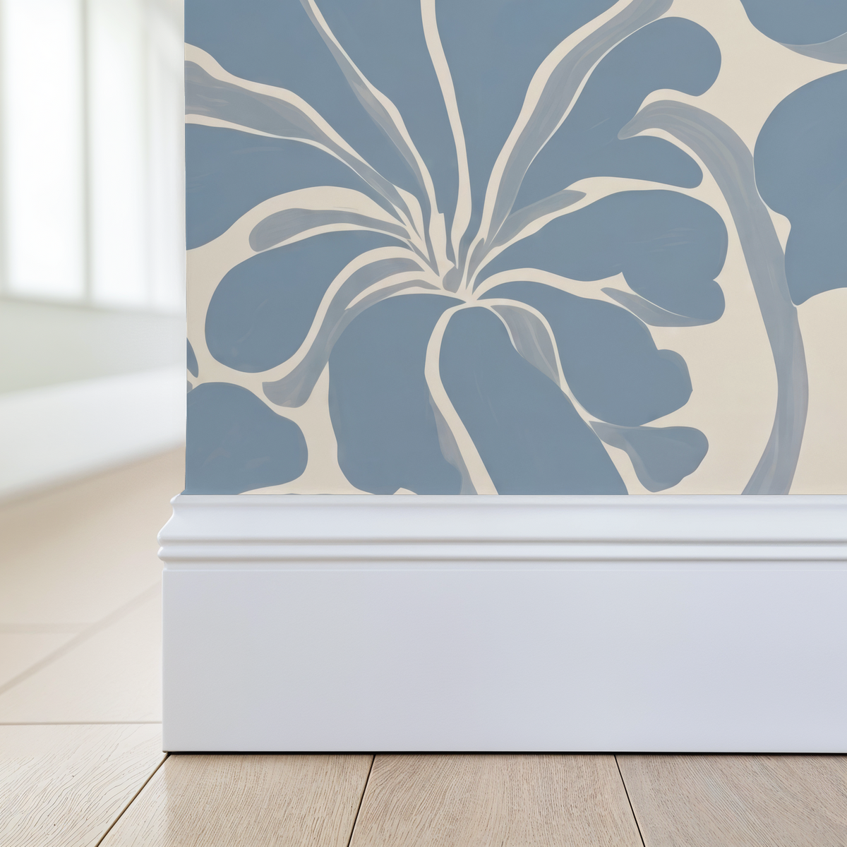 Fleurish Wall Blush Original Soft Blue Floral Wallpaper