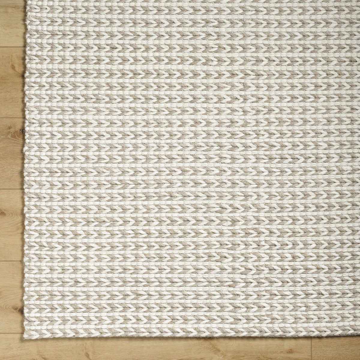 Lenci Hand Woven Wool Area Rug Warm Beige Contemporary