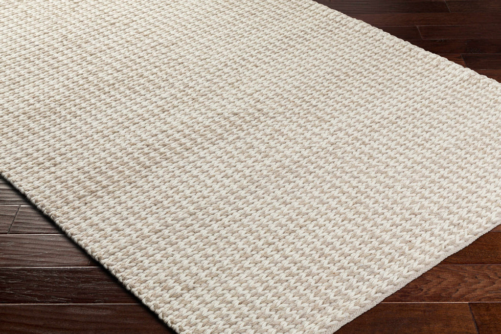 Lenci Hand Woven Wool Area Rug Warm Beige Contemporary