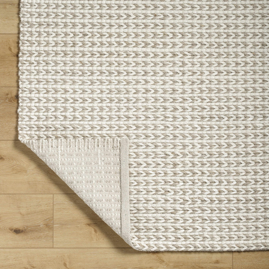 Lenci Hand Woven Wool Area Rug Warm Beige Contemporary