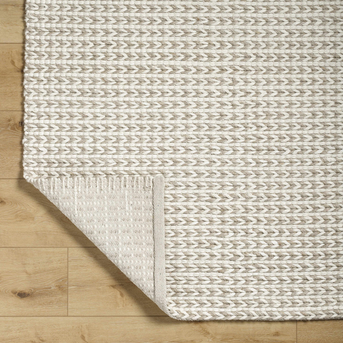 Lenci Hand Woven Wool Area Rug Warm Beige Contemporary