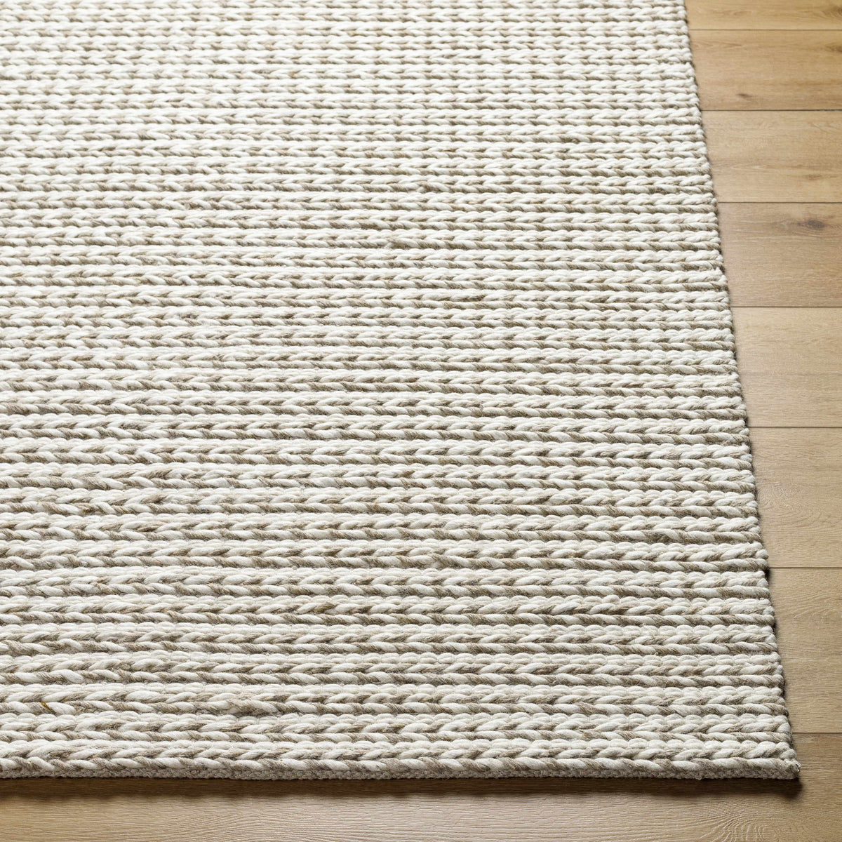 Lenci Hand Woven Wool Area Rug Warm Beige Contemporary