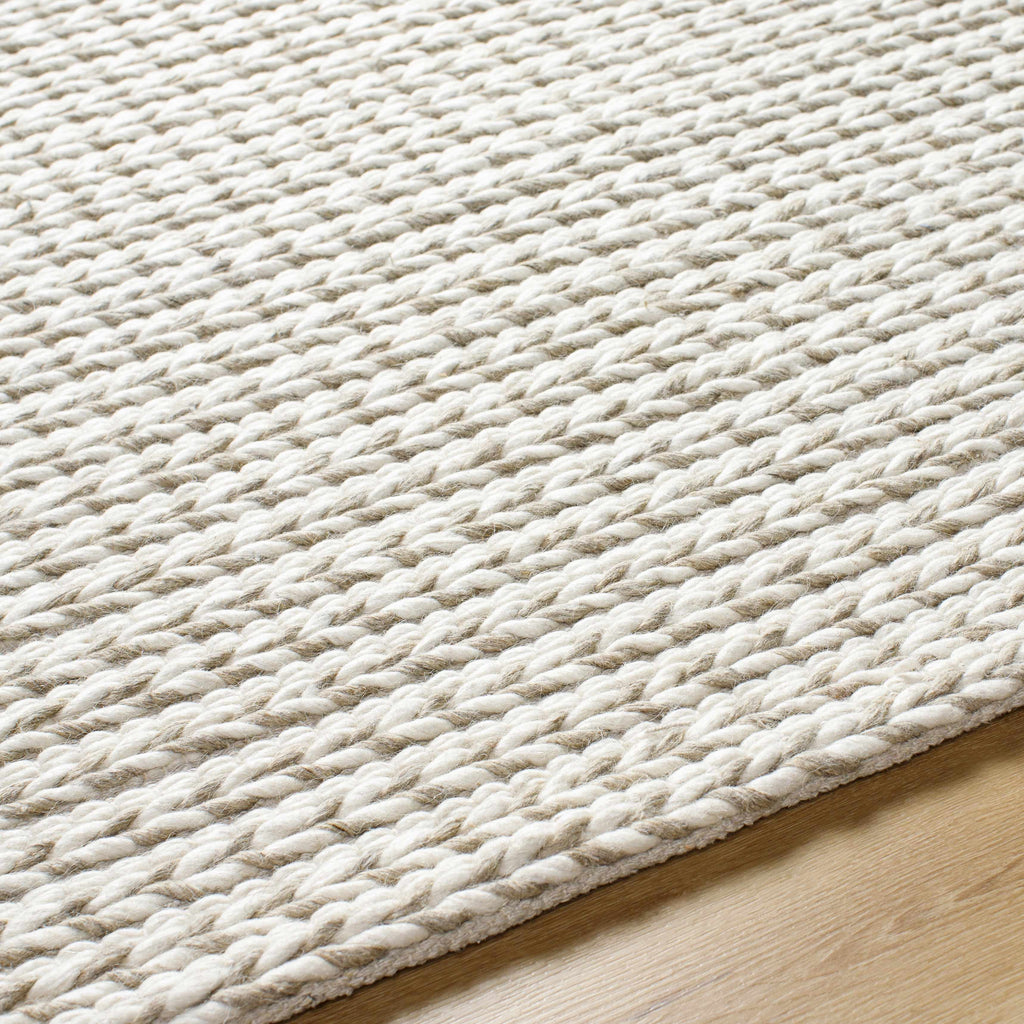 Lenci Hand Woven Wool Area Rug Warm Beige Contemporary