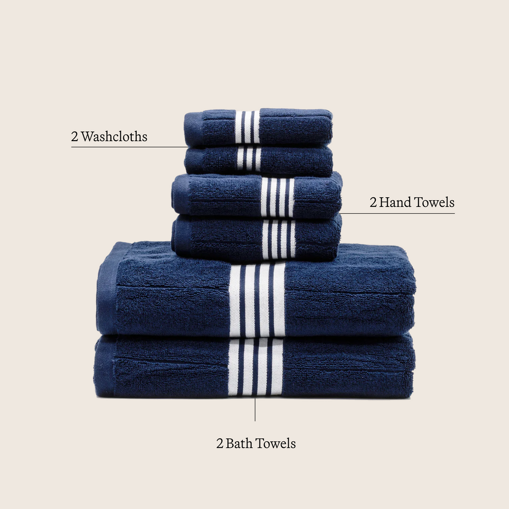 Nautilus 600 GSM Australian Cotton Towel Navy Blue Striped