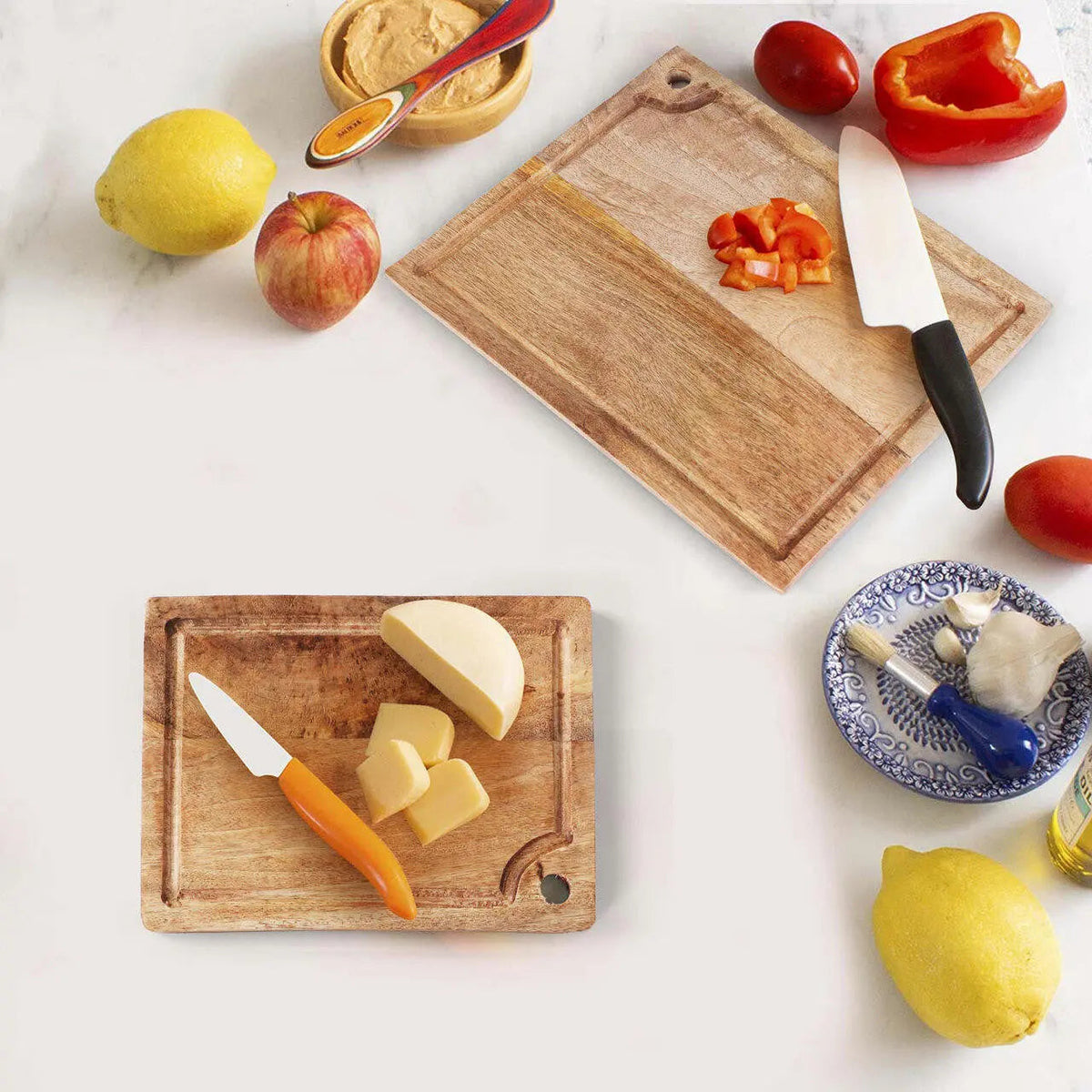 Taglio Mango Wood Cutting Boards Set Of Two Juice Groove Edge