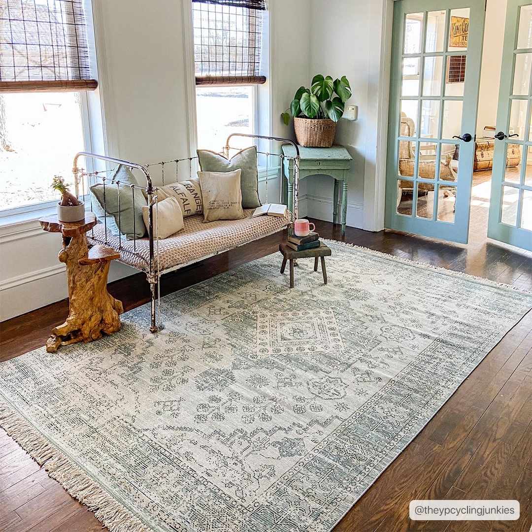 Undy Hand Woven Cotton Blend Rug With Garden Fringe