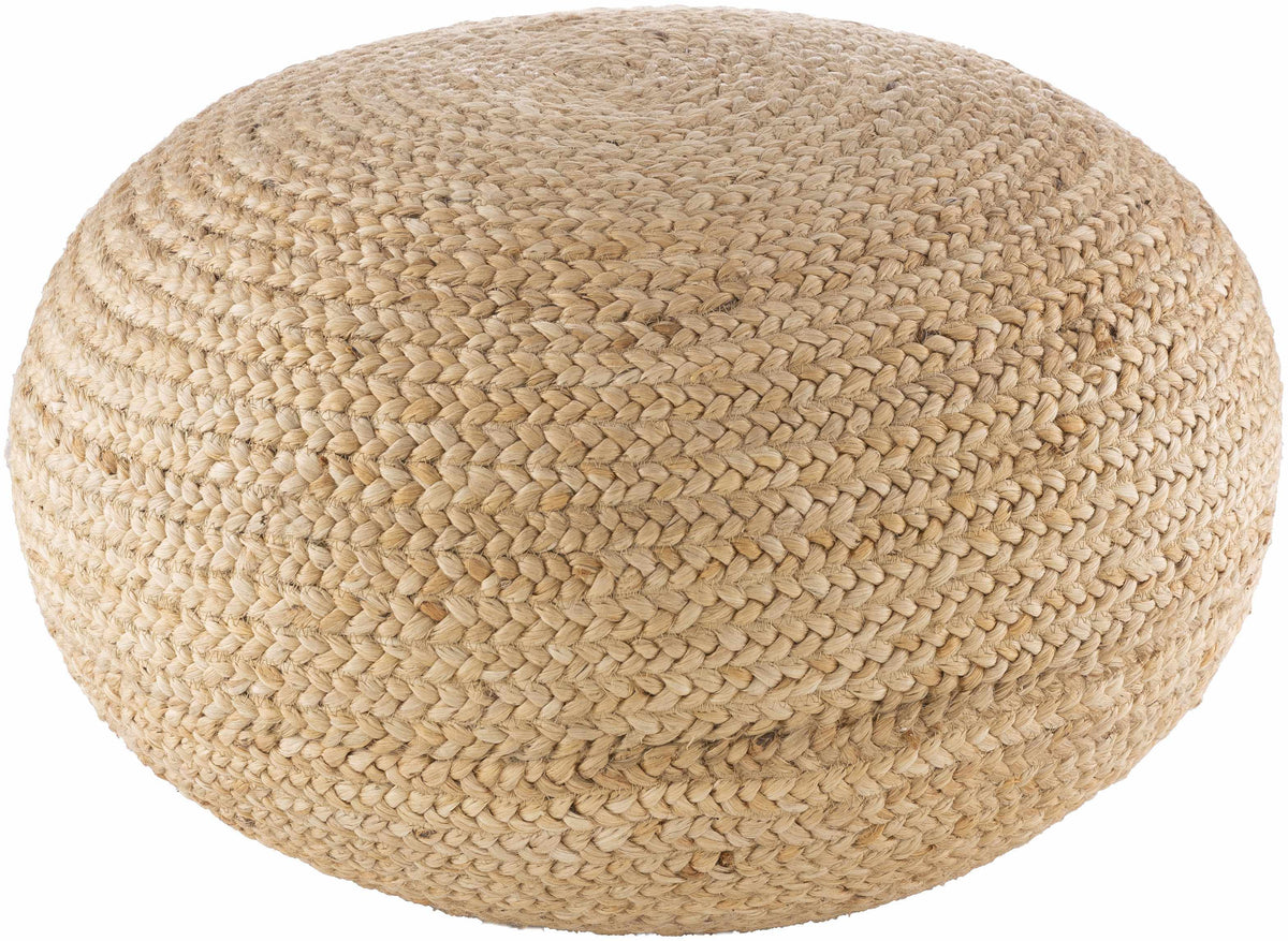 Aurelia Knitted Jute Pouf With Firm Polybead Fill In Tan
