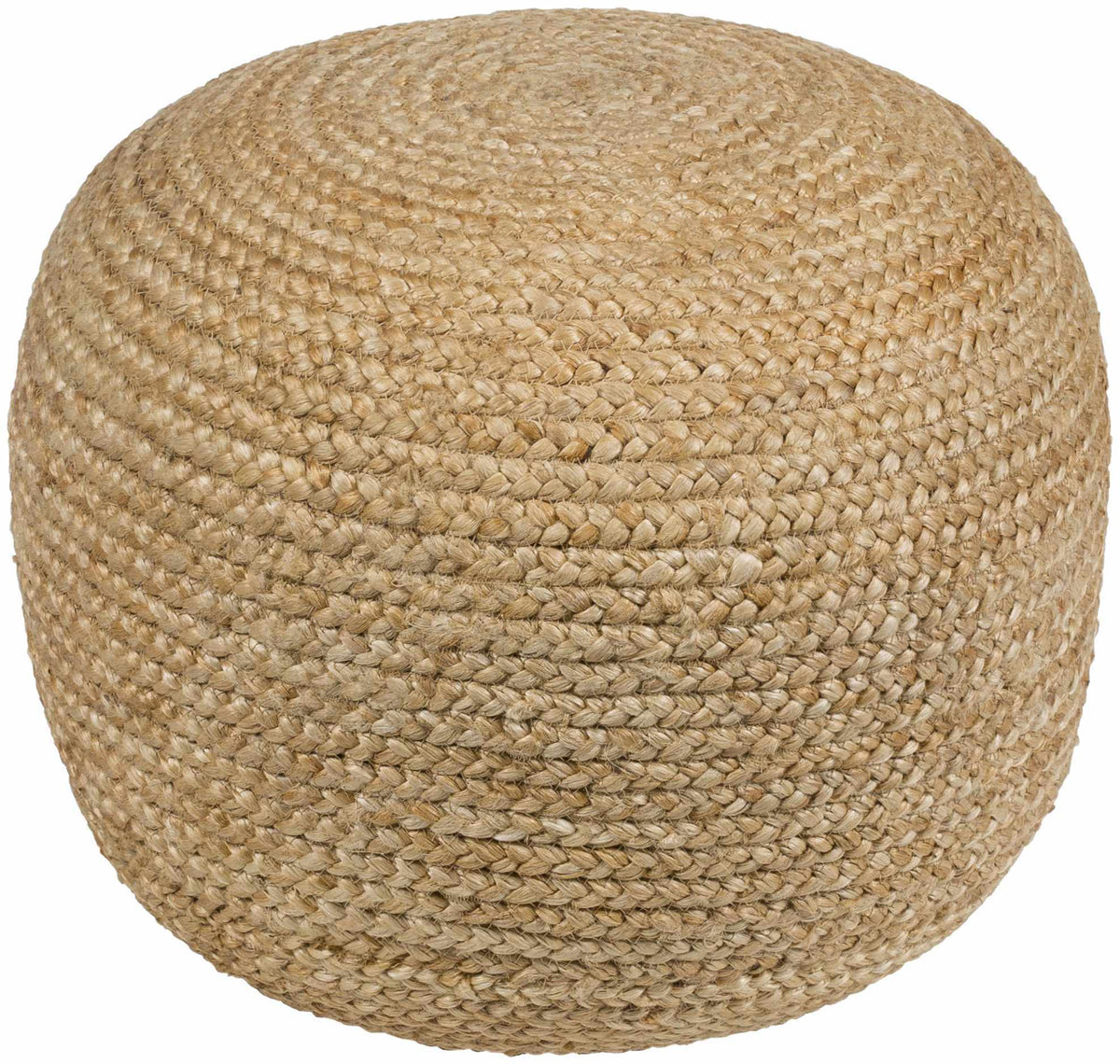Kaumakani Warm Peach Knitted Jute Pouf With Polybead Fill