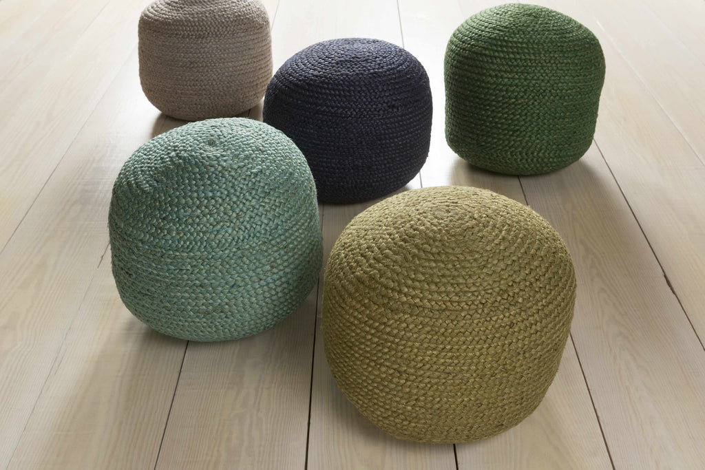 Aura Living Gail Knitted Pouf Woven In Dyed Navy Jute