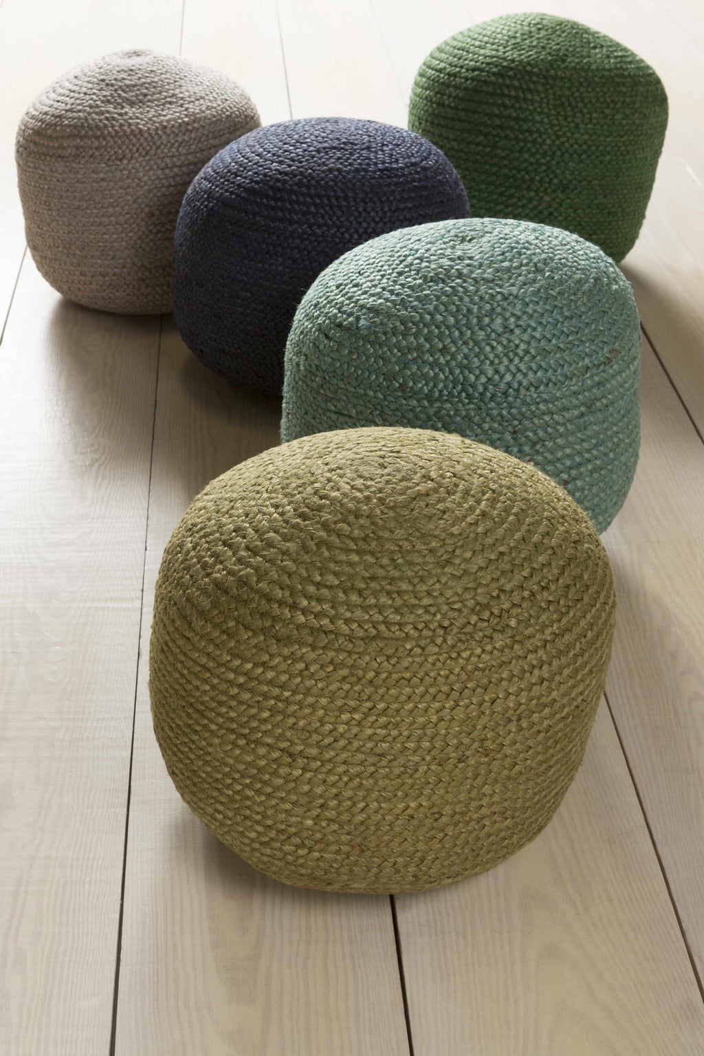Aura Living Gail Knitted Pouf Woven In Dyed Navy Jute