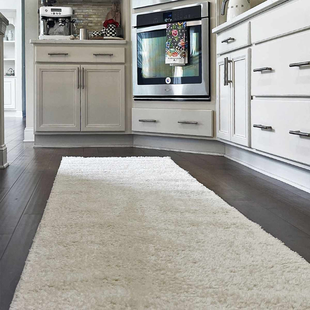 Judy Plush Washable Area Rug Off White Rubber Backed