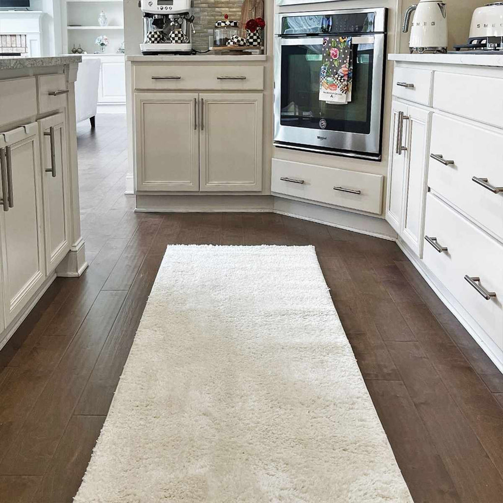 Judy Plush Washable Area Rug Off White Rubber Backed