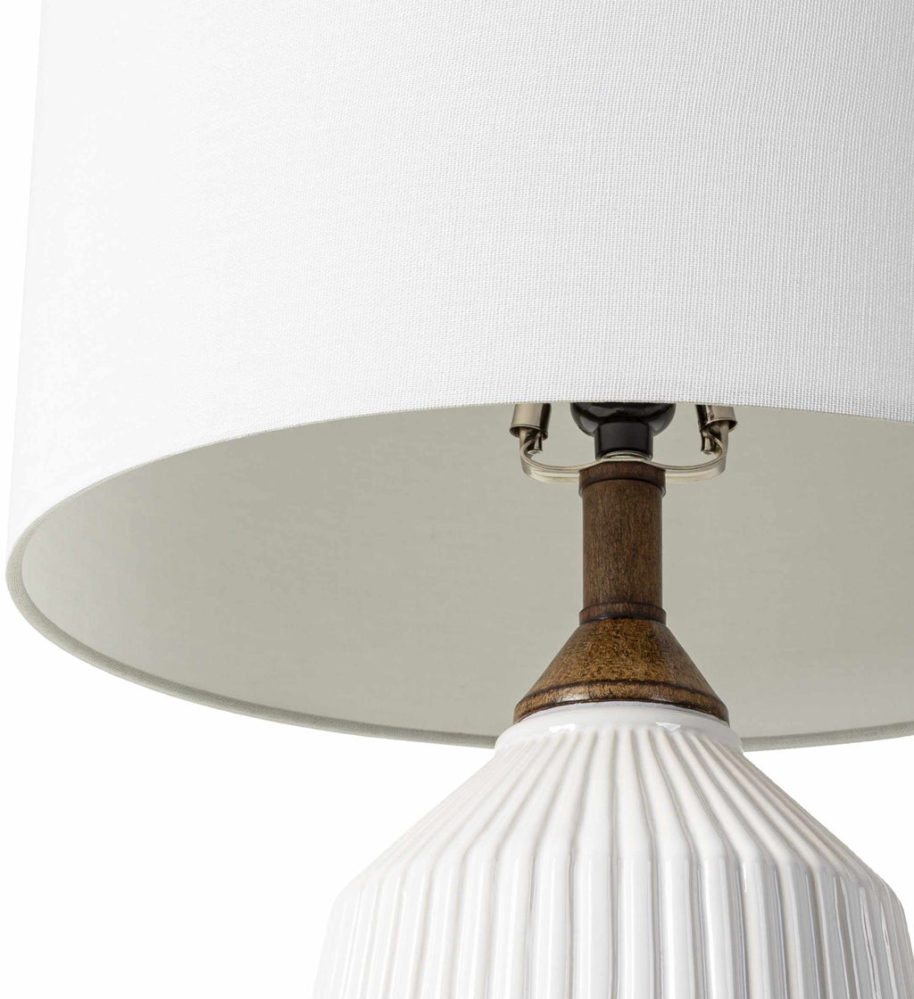 Tramutola White Ceramic Table Lamp With Linen Lampshade