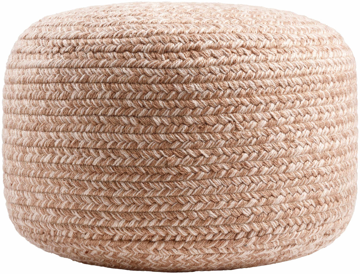 Tonanitla Blush Knitted Outdoor Pouf Crafted From Recycled Yarn