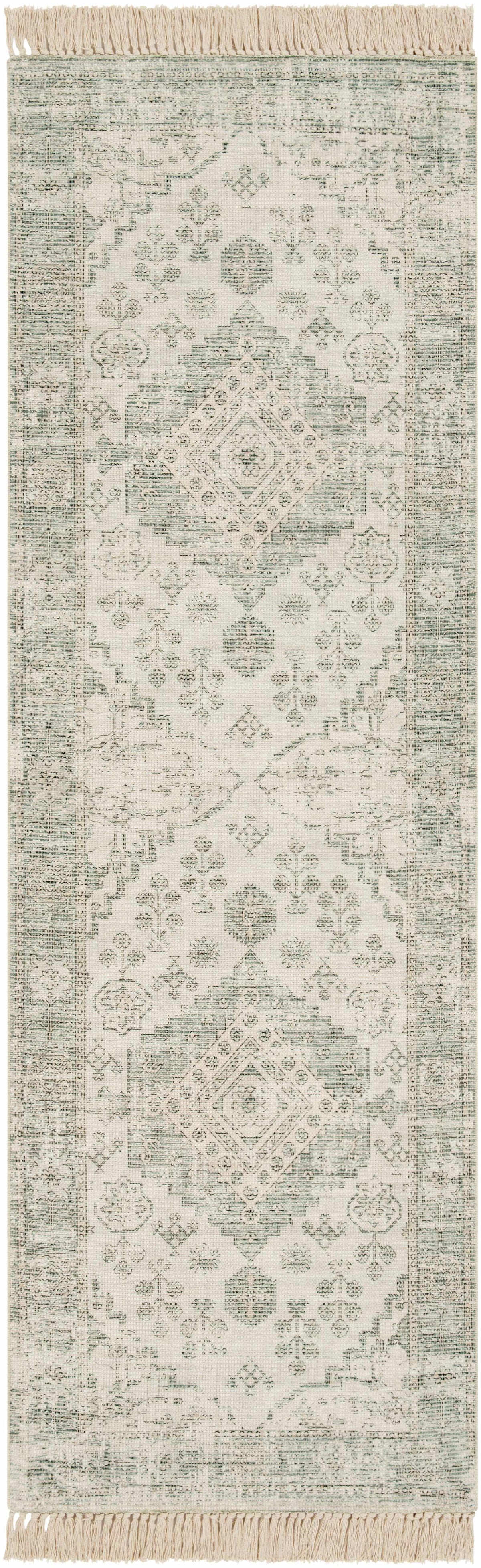 Undy Hand Woven Cotton Blend Rug With Garden Fringe