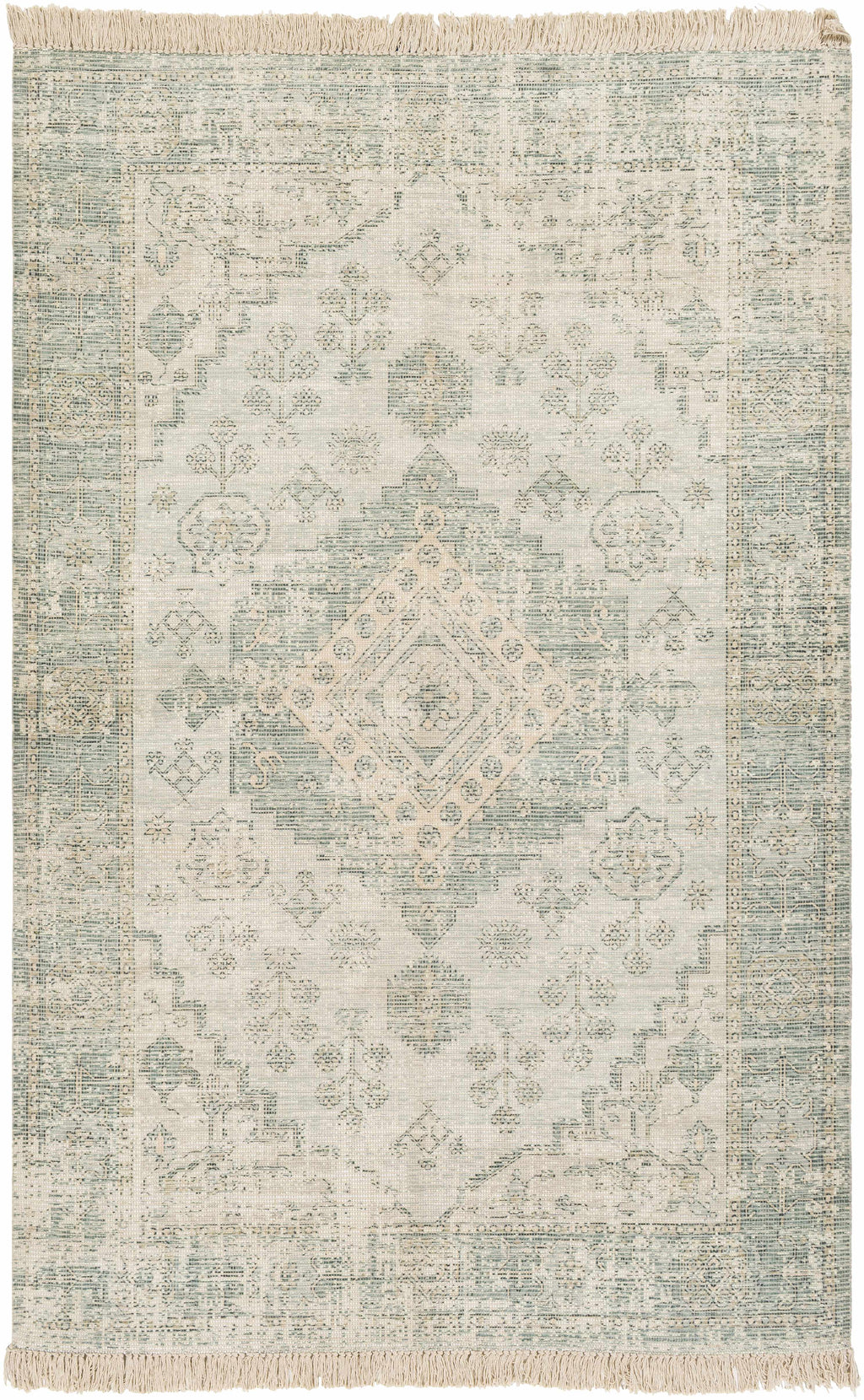 Undy Hand Woven Cotton Blend Rug With Garden Fringe