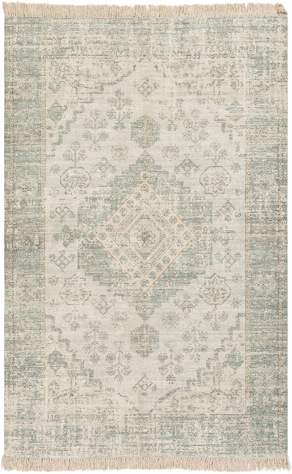 Undy Hand Woven Cotton Blend Rug With Garden Fringe