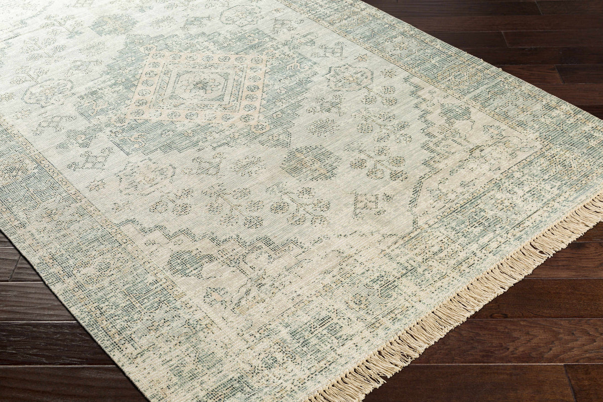 Undy Hand Woven Cotton Blend Rug With Garden Fringe