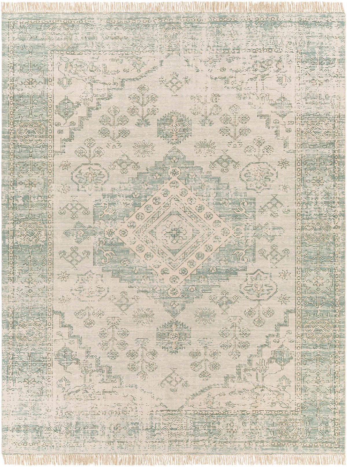 Undy Hand Woven Cotton Blend Rug With Garden Fringe