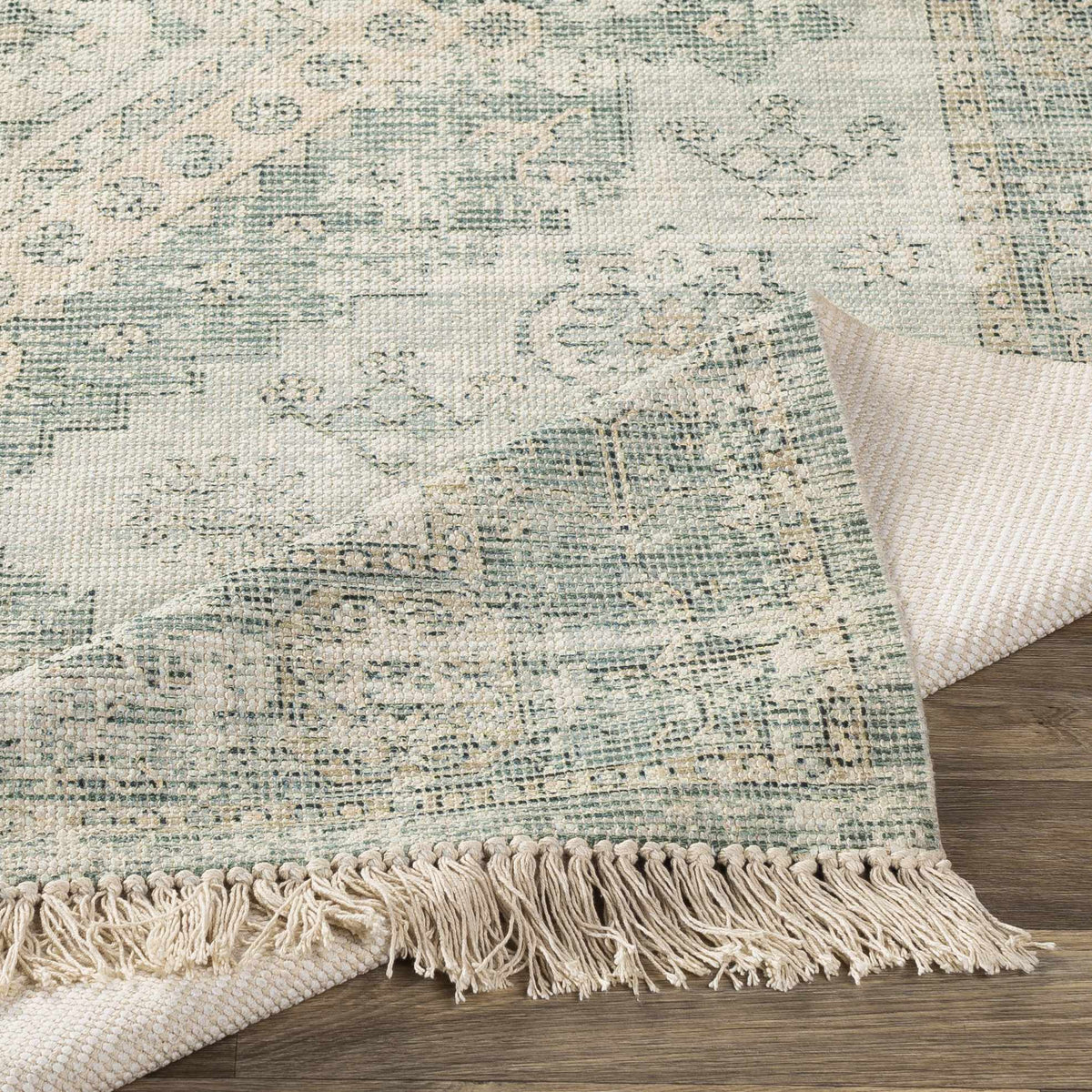 Undy Hand Woven Cotton Blend Rug With Garden Fringe