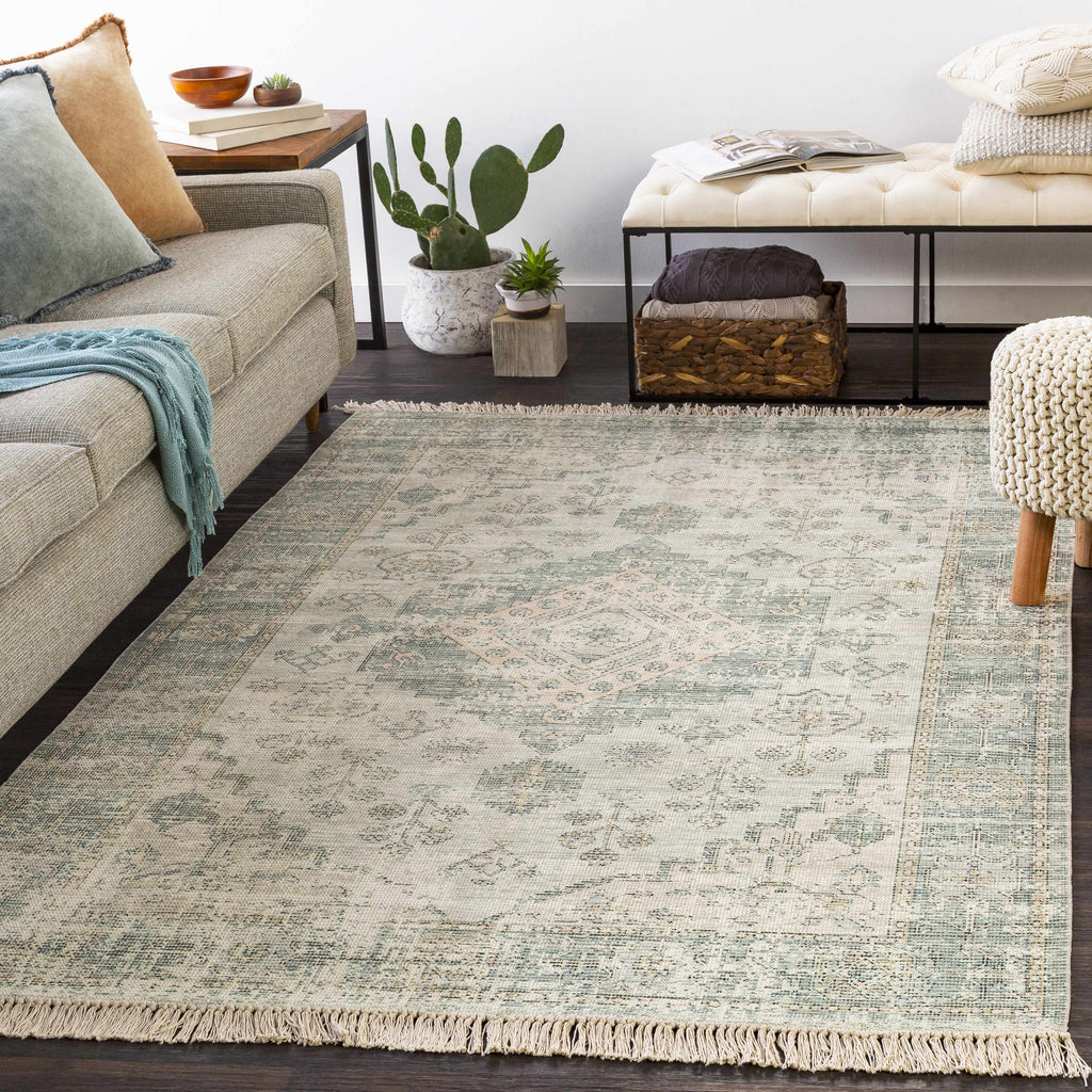 Undy Hand Woven Cotton Blend Rug With Garden Fringe
