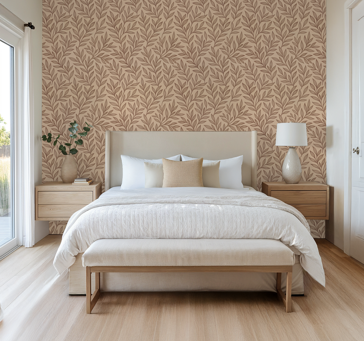 Wall Blush Originals La Vid Organic Vine Wallpaper SM01 Soft Beige