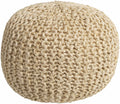 Watseka Knitted Jute Pouf With Polybead Fill In Peach