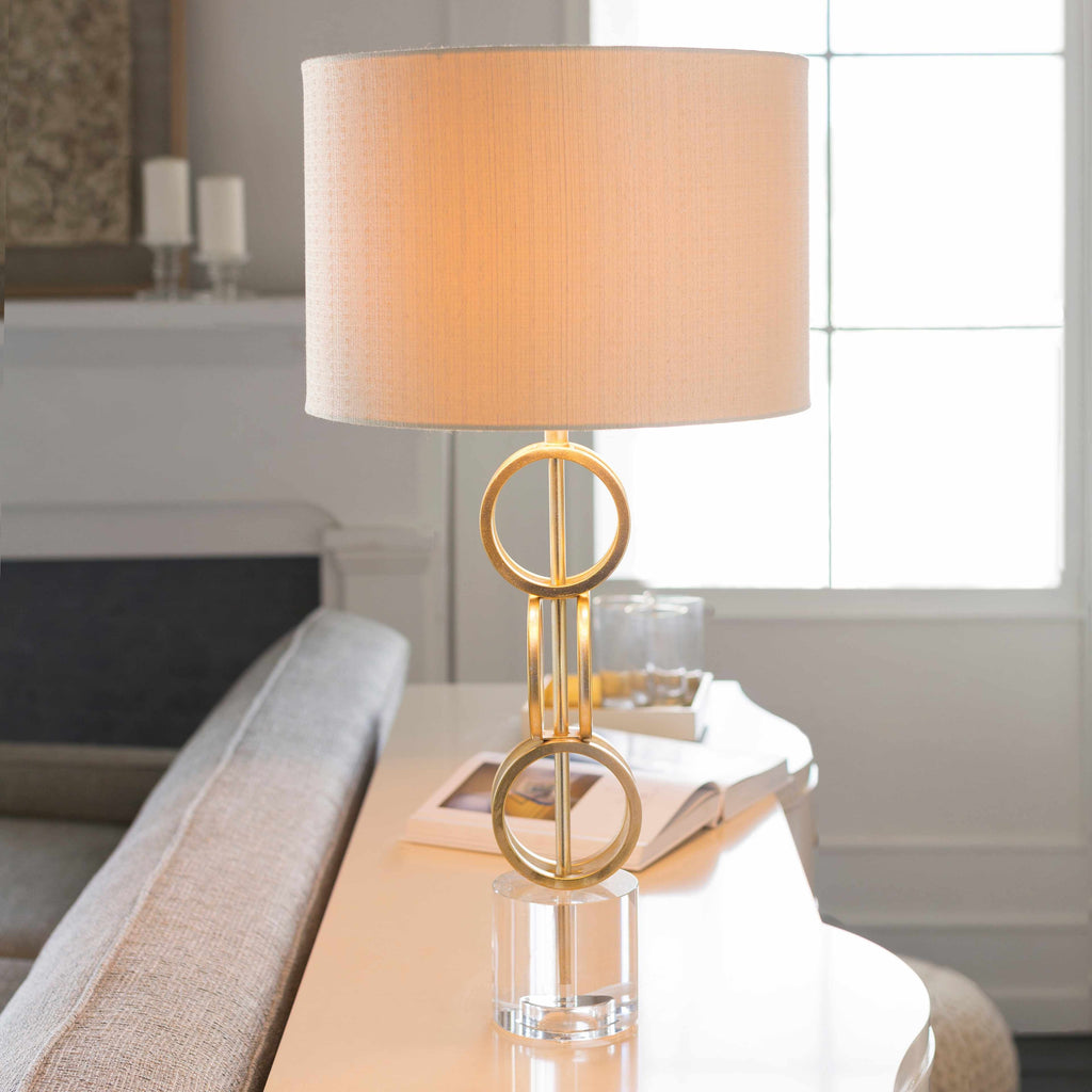 Zell Polished Gold Crystal Table Lamp With Three Way Switch