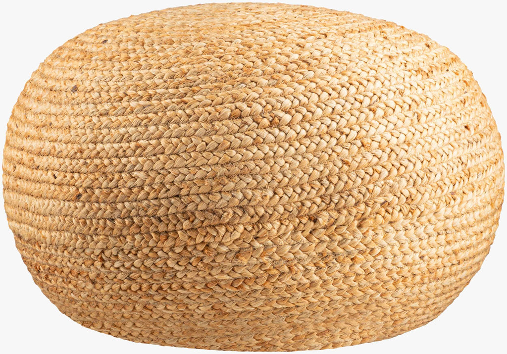 Aurelia Knitted Jute Pouf With Firm Polybead Fill In Tan